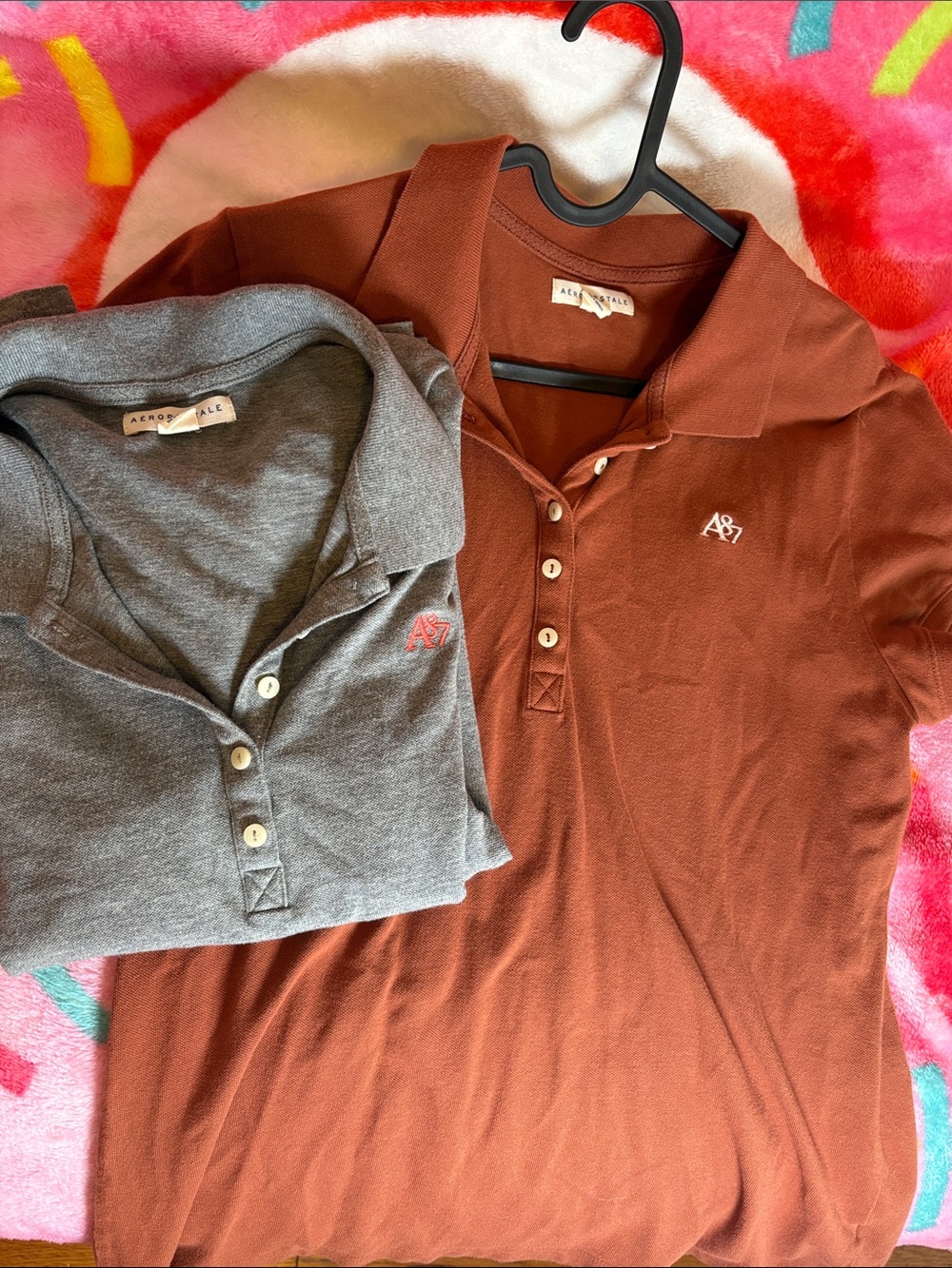 Aeropostale Polo Pair in Rust and Gray